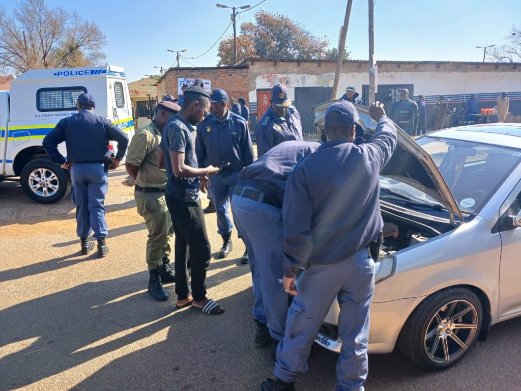 Police officers patrolling and enforcing the law in Attridgeville in Tshwane